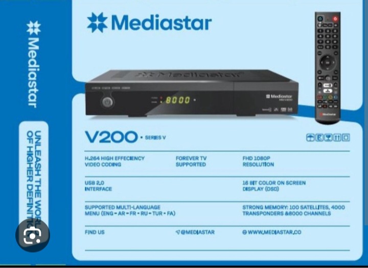 مدیااستار مدل V200 باآپدیت ۲۰۲۶و کانال یابی رایگان
