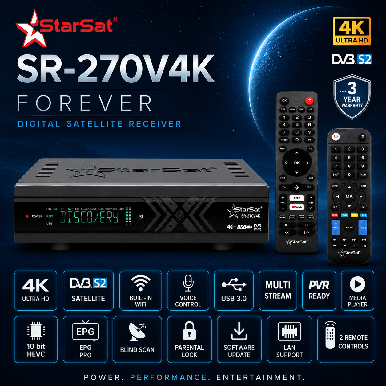 استارست 4k مدل SR270 دو کنترله ۱۰بیت با قابلیت نت 5G