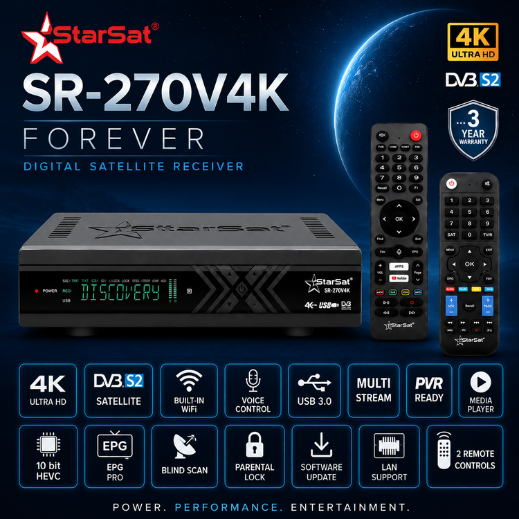 استارست 4k مدل SR270 دو کنترله ۱۰بیت با قابلیت نت 5G