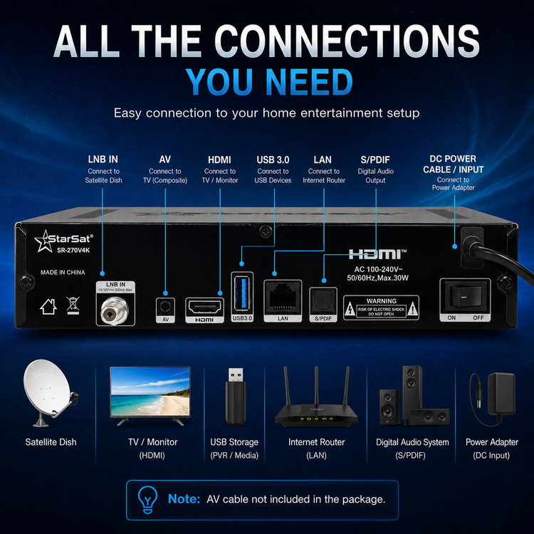 استارست 4k مدل SR270 دو کنترله ۱۰بیت با قابلیت نت 5G
