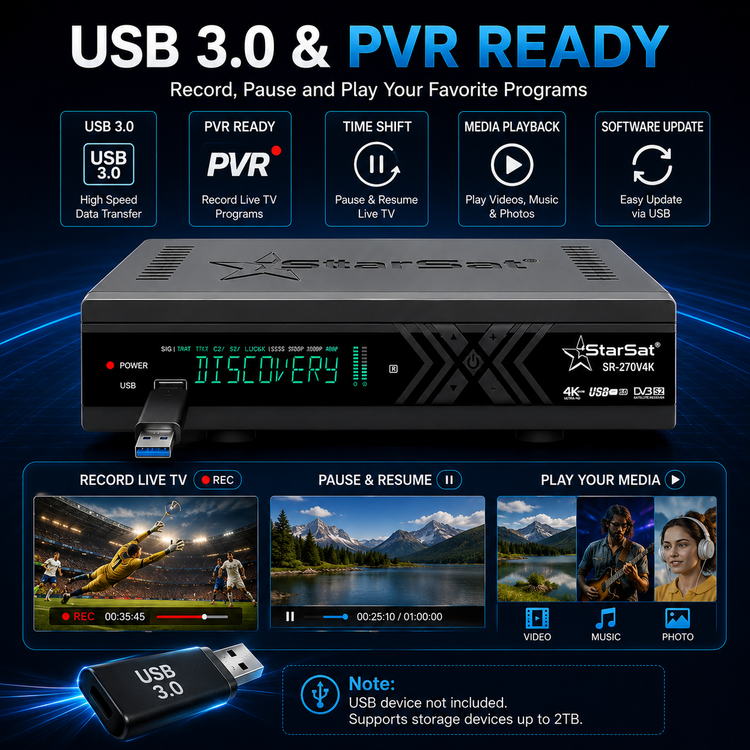 استارست 4k مدل SR270 دو کنترله ۱۰بیت با قابلیت نت 5G